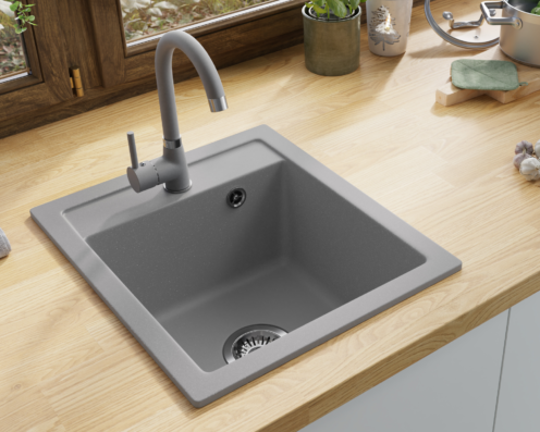 Sada VERY GRAY: Granitový drez Decoro 0.0s + Batérie + sifón