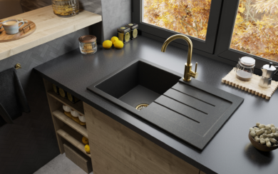 Sada GOLD PREMIUM: Granitový drez Decoro 1.0 + Batérie + sifón