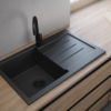 Sada VERY BLACK: Granitový drez Decoro 1.0 + Batérie + sifón