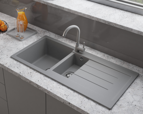 Sada VERY GRAY: Granitový drez Decoro 1.5b + Batérie + sifón