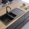 Sada VERY BLACK: Granitový drez Decoro 1.5b + Batérie + sifón