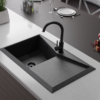 Sada VERY BLACK: Granitový drez Diamond 1.0 + Batérie + sifón