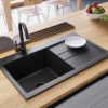 Sada VERY BLACK: Granitový drez Luxor 1.0 + Batérie + sifón