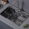 Nerezový drez s PVD technológiou Glacia Dark 68x45 cm + Sifón + Montážne úchyty na pracovnú dosku + Odkvapávací kôš + Dávkovač mydla - Image 2