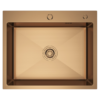 Nerezový drez s PVD technológiou Velaris Rosegold 60x50 cm + Sifón (v farbe drezu) + Odkvapávací kôš + Dávkovač čistiaceho prostriedku