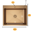 Nerezový drez s PVD technológiou Velaris Rosegold 60x50 cm + Sifón (v farbe drezu) + Odkvapávací kôš + Dávkovač čistiaceho prostriedku - Image 4