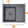 Nerezový drez s PVD technológiou Lucina Dark L 58x48 cm + Sifón - Image 6