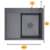 Nerezový drez s PVD technológiou Lucina Dark R 58x48 cm + Sifón - Image 7